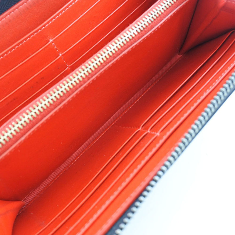 [Christian Louboutin] Christian Lou Butan 라운드 패스너 표범 표범 표범 패턴 패턴 패턴 가죽 차/흑인 숙녀 긴 지갑