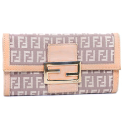 [FENDI] Fendi Zucchino Long Wallet Canvas Pink Ladies Long Wallet B-Rank