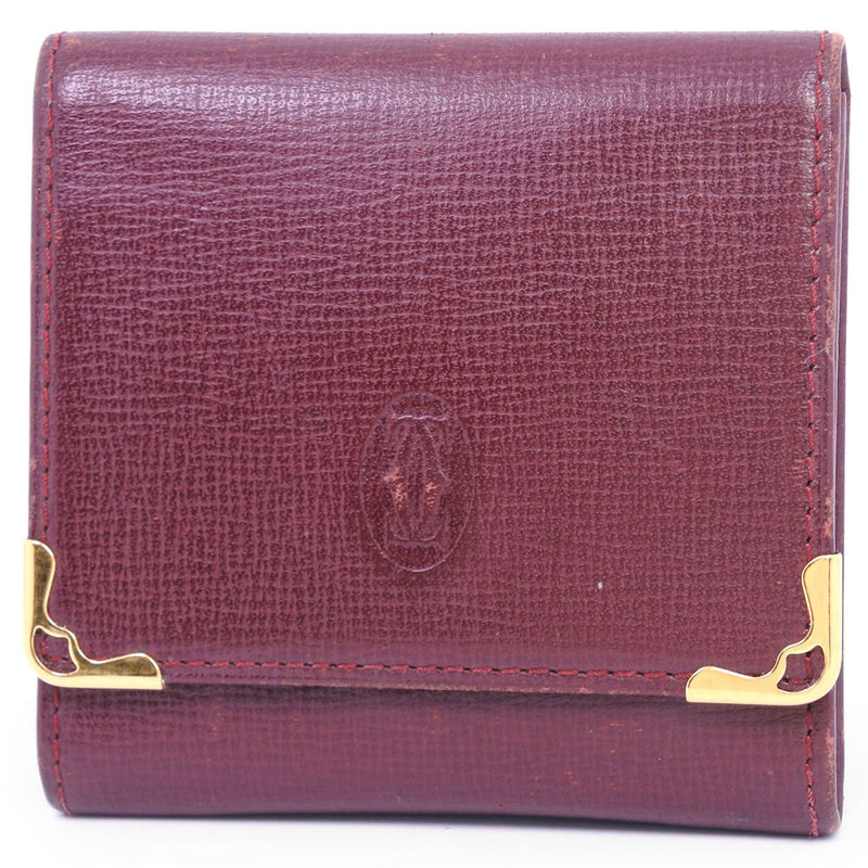 Buy almost unused rare goods Cartier Cartier mast line logo calf leather  genuine leather mini wallet coin purse coin case Bordeaux 15071 from Japan  - Buy authentic Plus exclusive items from Japan | ZenPlus