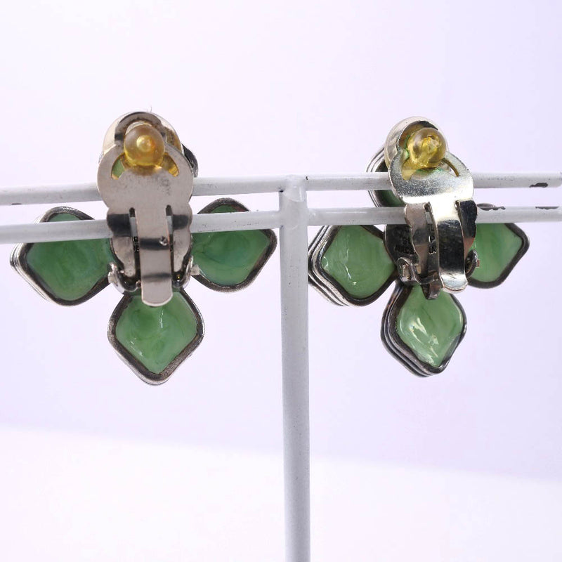 [CHANEL] Chanel Clover Gold Plating Green/Purple 96P Ladies Earrings A-Rank