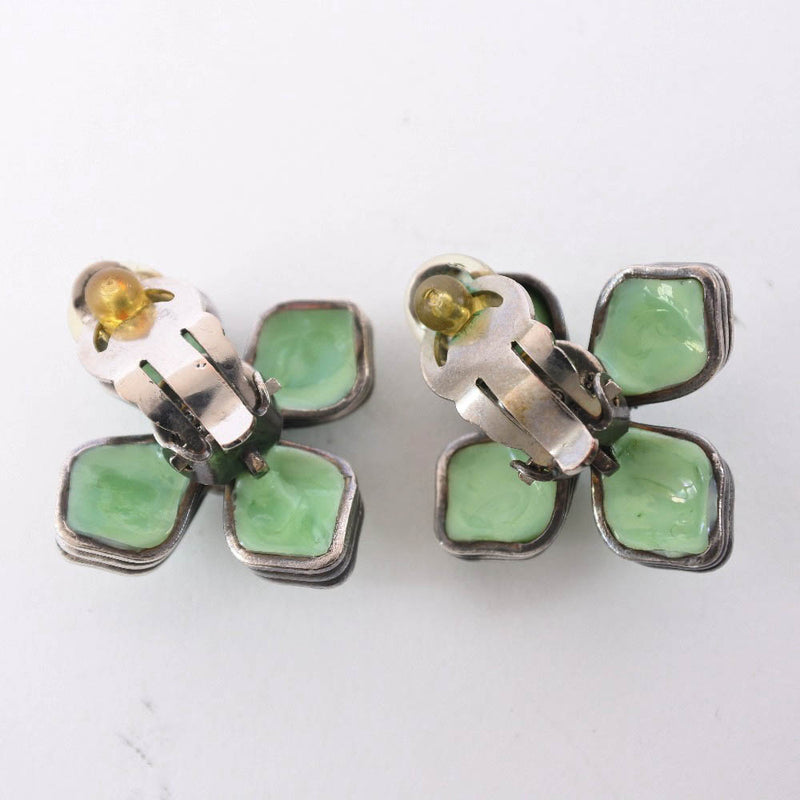 [CHANEL] Chanel Clover Gold Plating Green/Purple 96P Ladies Earrings A-Rank