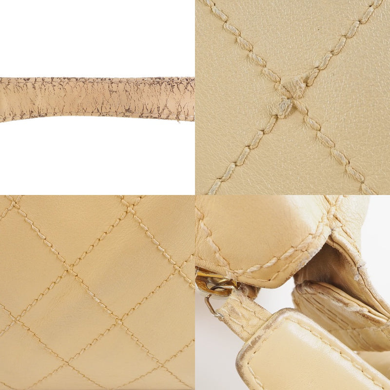 [CHANEL] Chanel Wild Stitch One Shoulder Calf Beige Ladies Shoulder Bag B-Rank