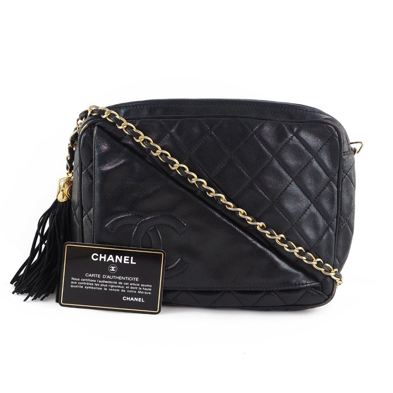 [Chanel] Chanel cadena de hombro matrasse Coco Mark Skin Black Ladies Shoulder Bag-B-Rank