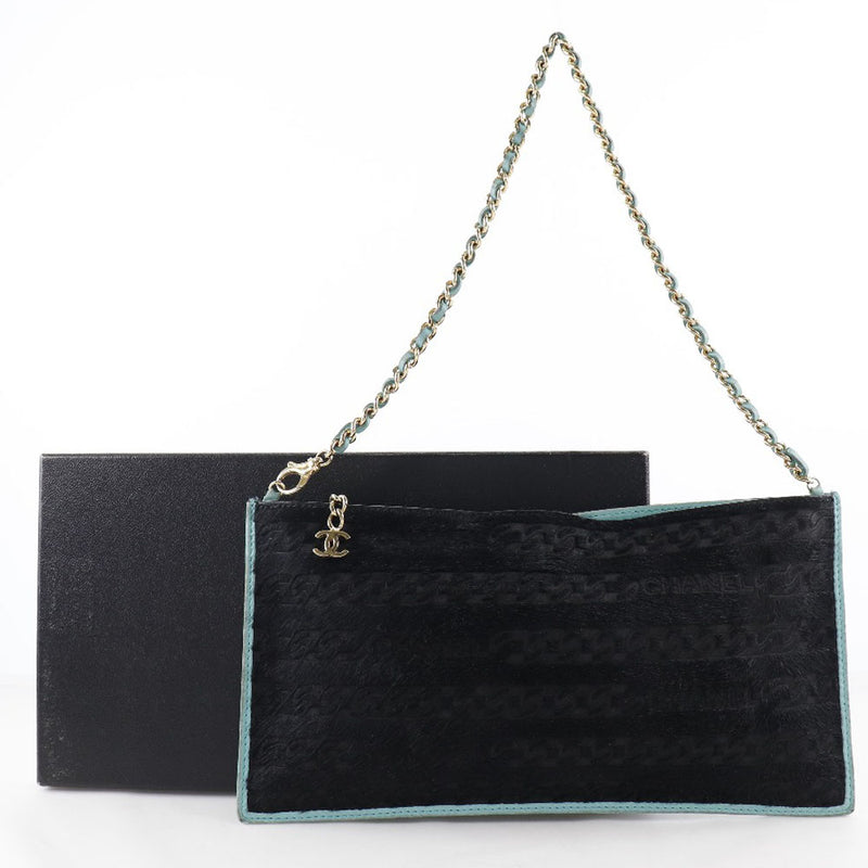[CHANEL] Chanel Chain Bag Chain Pattern Logo Harako Black Ladies Pouch