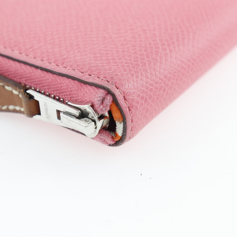 [HERMES] Hermes Azapring Long Silkin Long Wallet Vo Epson x Silk Rose Azare Pink D Fastener Azap Long Silk Inn Ladies