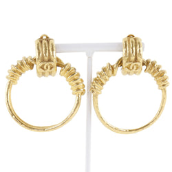 [CHANEL] Chanel Hoop Coco Mark Vintage Gold Plating 94P engraved Ladies earrings