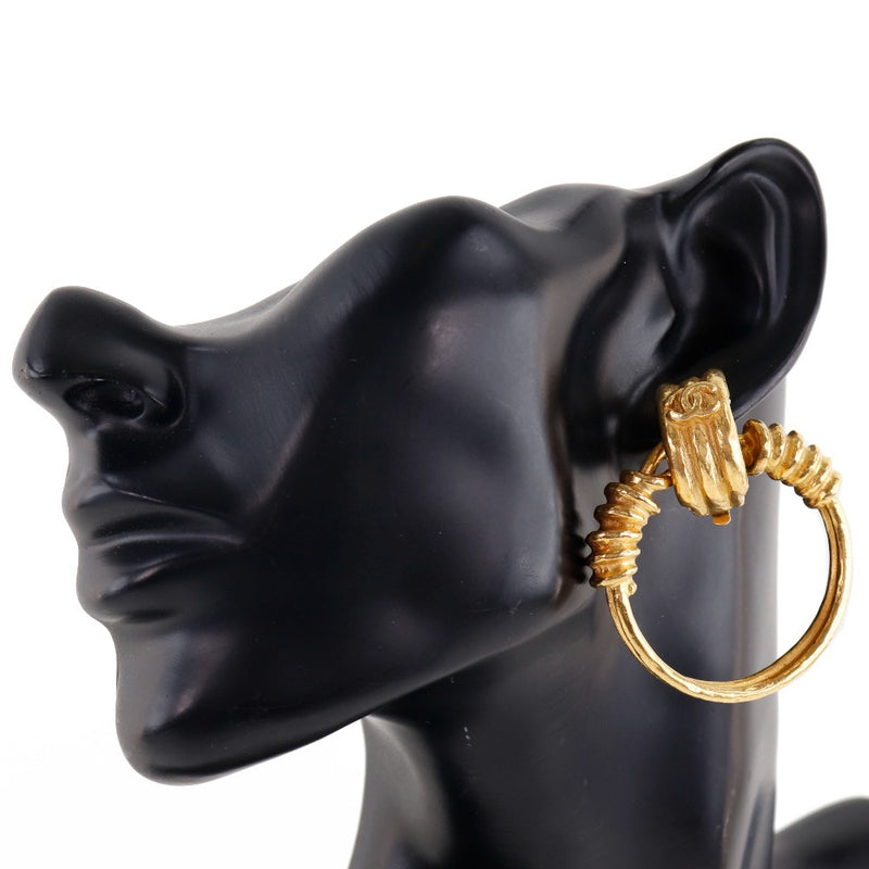 [CHANEL] Chanel Hoop Coco Mark Vintage Gold Plating 94P engraved Ladies earrings