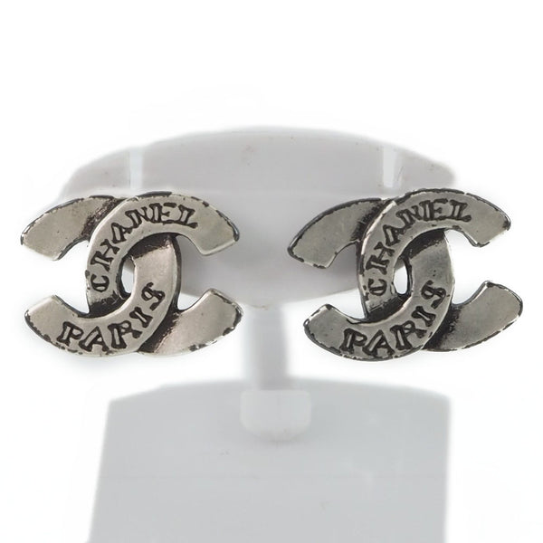 [CHANEL] Chanel, Coco Mark Metal Silver 99A engraved Ladies Earrings