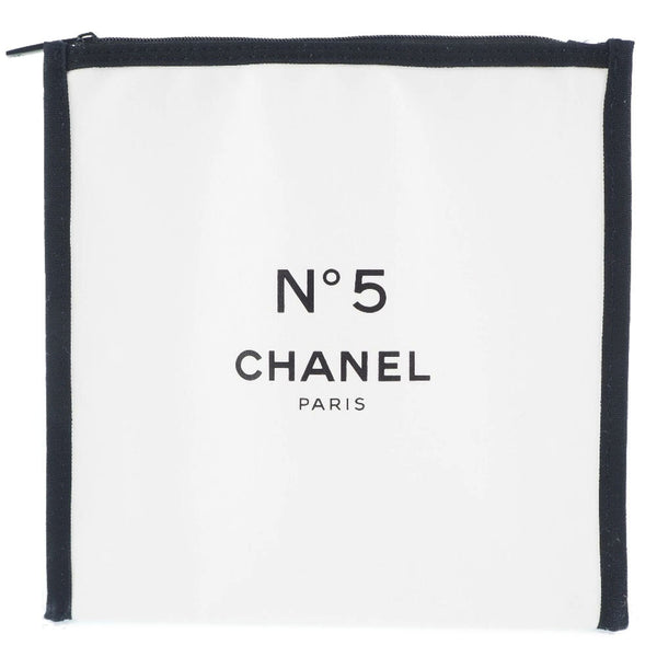 [CHANEL] Chanel NO5 Novelty Cotton White Ladies Pouch