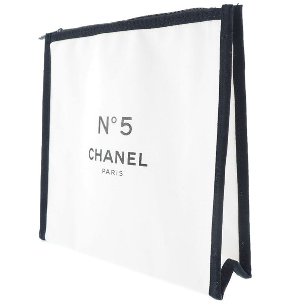 [CHANEL] Chanel NO5 Novelty Cotton White Ladies Pouch