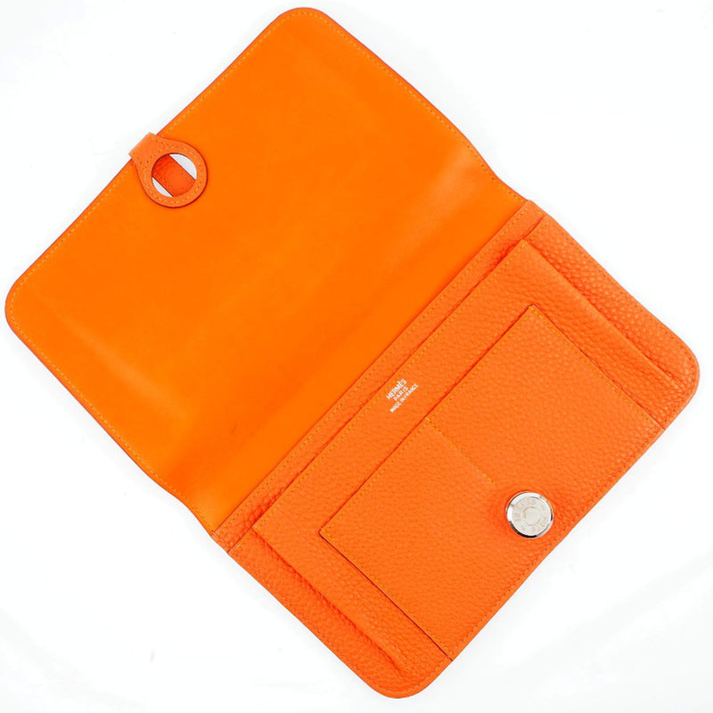 [HERMES] Hermes Dogon GM Trilemance Orange □ H -engraved unisex long wallet