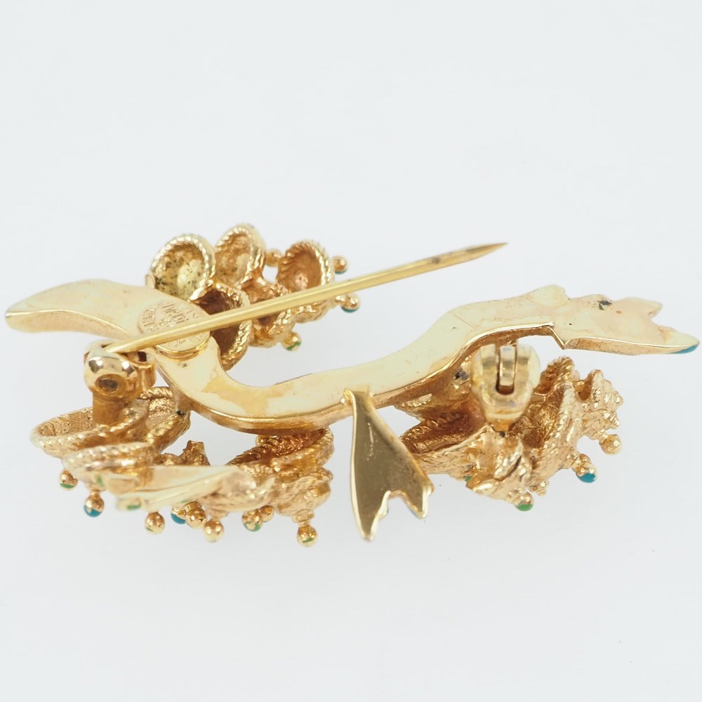 Dior】クリスチャンディオール 金メッキ 緑 レディース ブローチ  