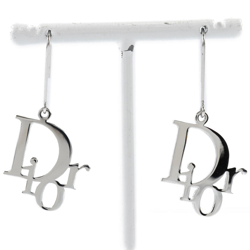 [DIOR] Christian Dior Logo Hook Metal Silver Ladies Earrings A+Rank