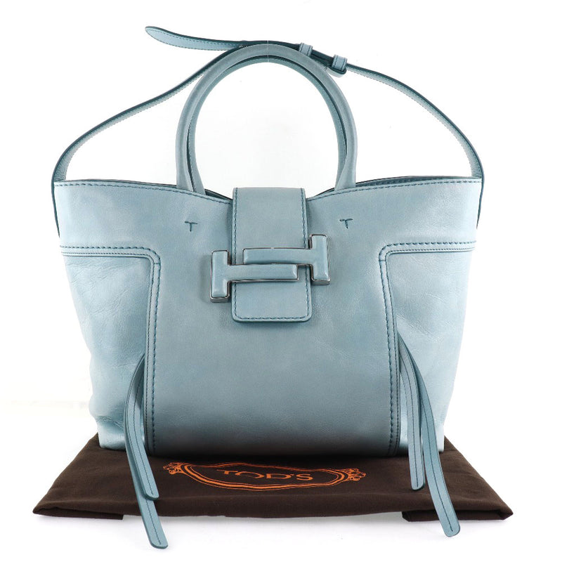 TOD'S] Tods Double T shopping bag 2WAY Shoulder Calf Light Blue 