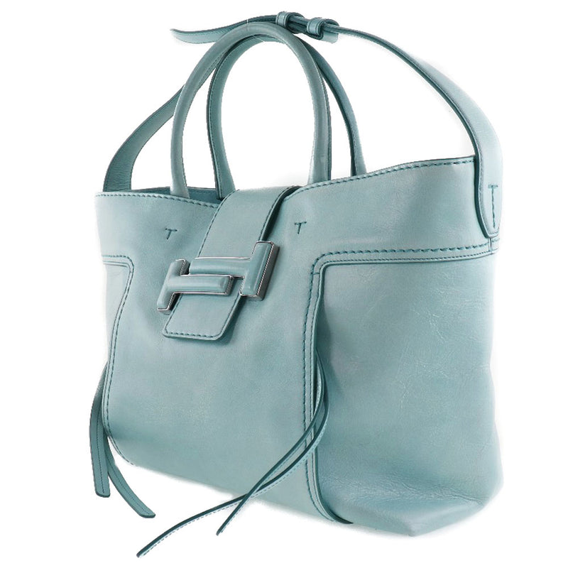[TOD'S] Tods Double T shopping Bag 2WAY Shoulder Calf Light Blue Ladies Tote Bag