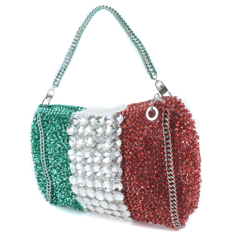[Anteprima] Anteprima Bandiera Italy 2way 클러치 와이어 코드 녹색/흰색/빨간 숙녀 핸드백 A 등급