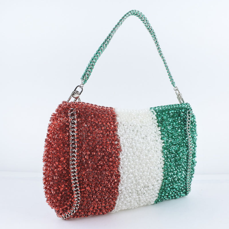 [Anteprima] Anteprima Bandiera Italia Código de alambre de embrague 2way Verde/blanco/Red Ladies Handbag A Rank