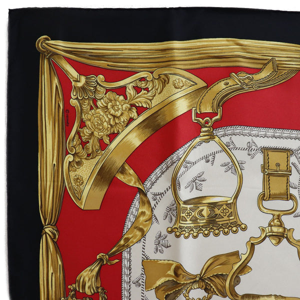 HERMES] Hermes Carre 90 ETRIERS Armor Horse Haller Silk Black/Red