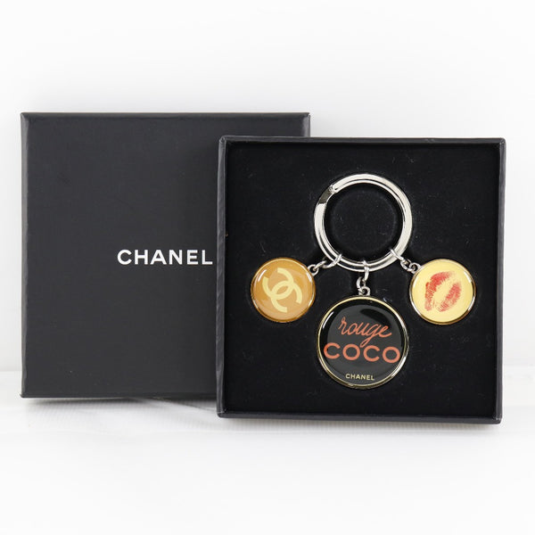 [CHANEL] Chanel, Rouge Coco Novelty Coco Mark Metal Silver Ladies Keychain