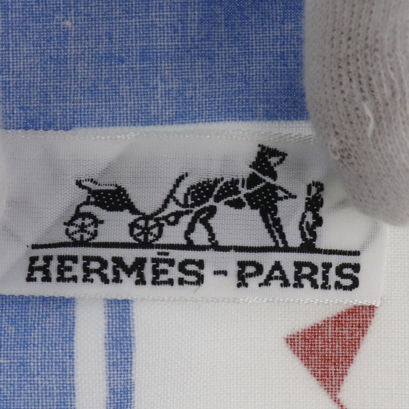 HERMES】エルメス スカーフ45 コットン 白/青 ユニセックス スカーフ A ...