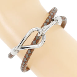 [HERMES] Hermes Jumbo Breath braided leather tea/gray unisex bracelet