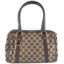 [GUCCI] Gucci Mini Boston 130942 GG Canvas x Calf Tea Ladies Handbag