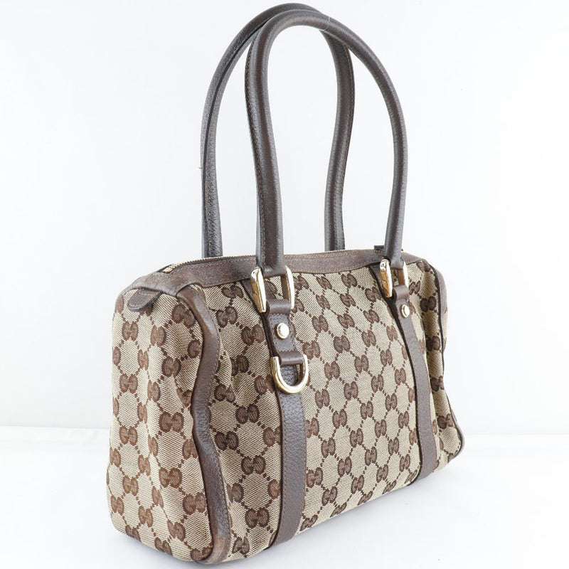 [GUCCI] Gucci Mini Boston 130942 GG Canvas x Calf Tea Ladies Handbag