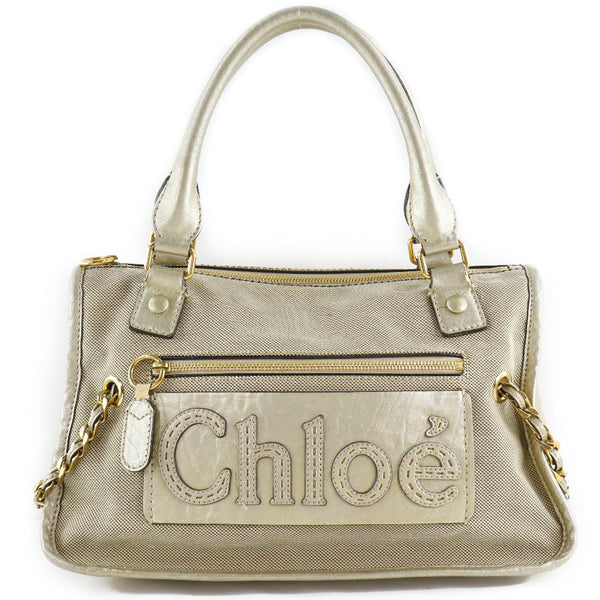 [Chloe] Chloe Harley Minoboston 3S0883 Canvas x Calf Beige Ladies Bag Bag-Bank