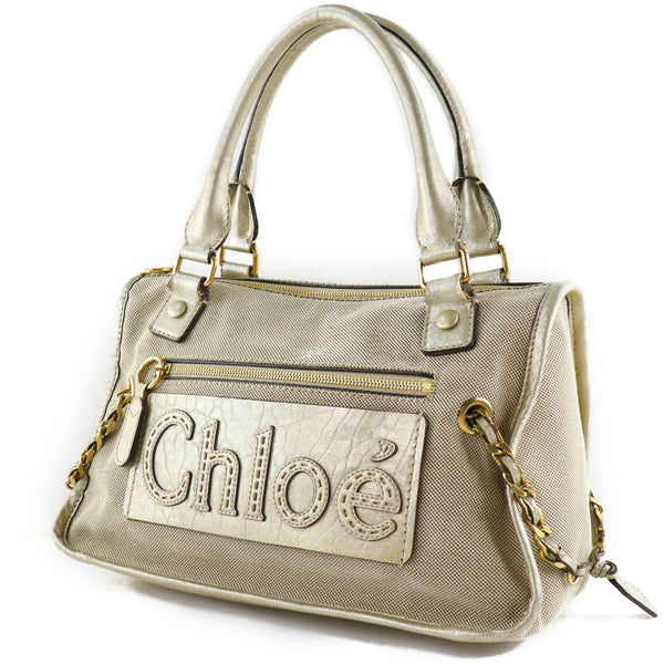 [Chloe] Chloe Harley Minoboston 3S0883 Canvas x Calf Beige Ladies Handbag B-Rank