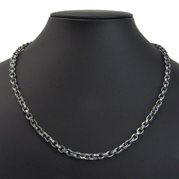 [Corazones cromados] Crayos de cromo Cadena de papel de 20 pulgadas Plata 925 Collar unisex A+Rango