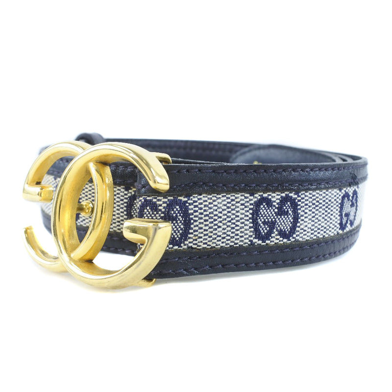 [GUCCI] GUCCI ENTROCKING GG Toivas x Leather Navy Ladies Belt