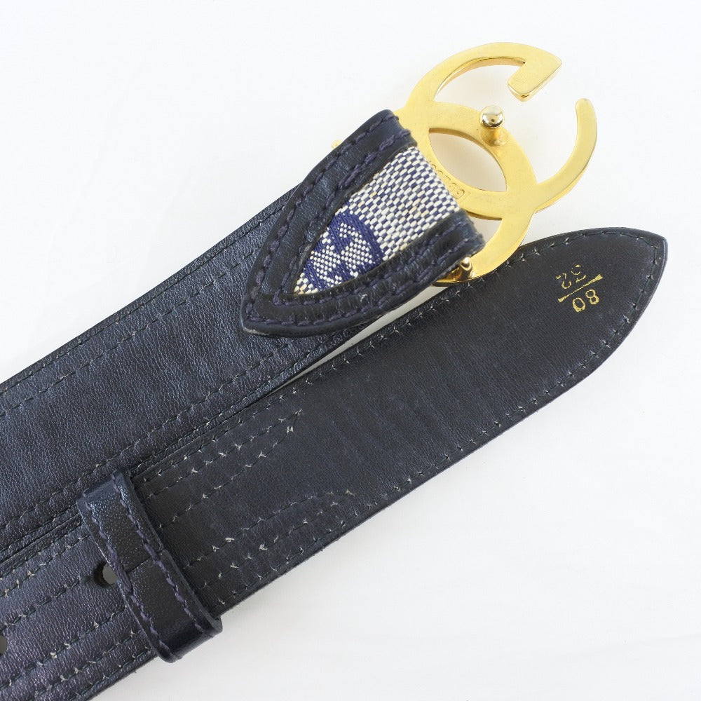 GUCCI】グッチ インターロッキングG GGキャンバス×レザー 紺