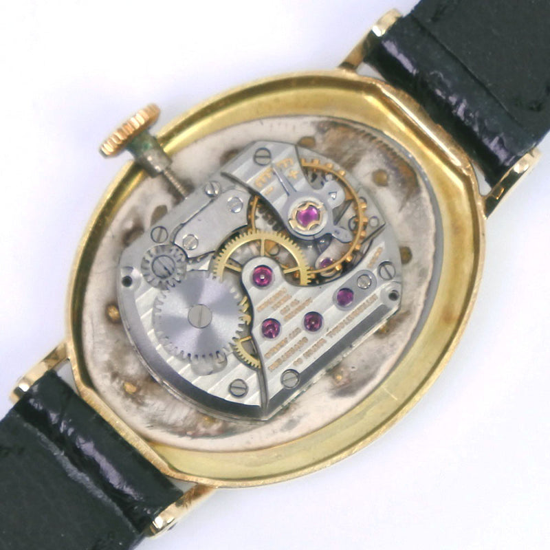 【IWC】アイダブリューシー シャフハウゼン
 K18ホワイトゴールド×レザー 手巻き レディース ネイビー文字盤 腕時計