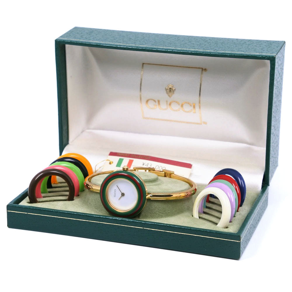 GUCCI】グッチ チェンジベゼル 11/12.2 金メッキ クオーツ アナログ