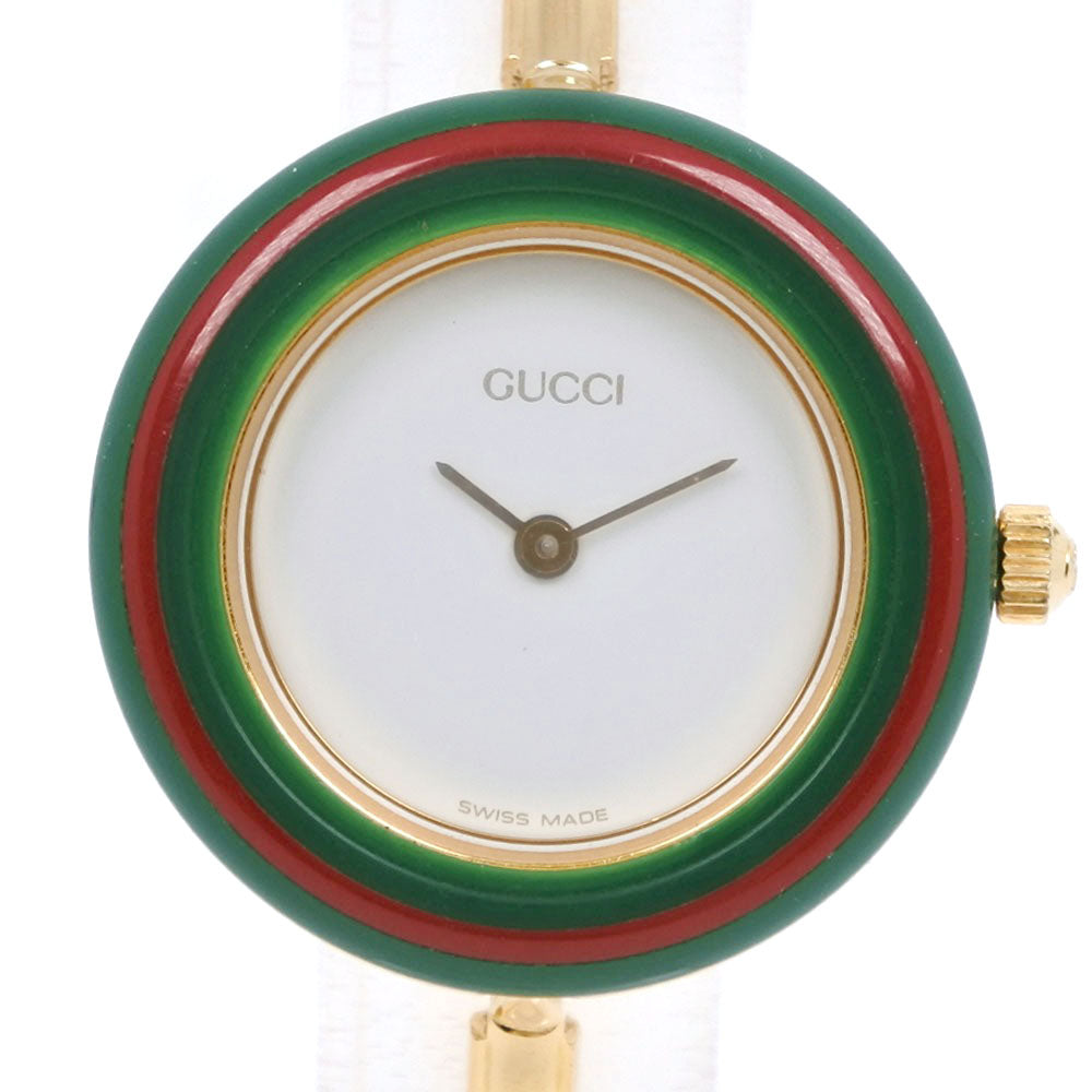 GUCCI】グッチ チェンジベゼル 11/12.2 金メッキ クオーツ アナログ