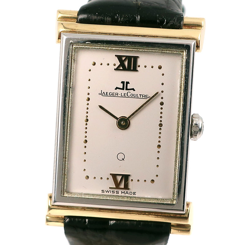 【JAEGER-LECOULTRE】ジャガー・ルクルト
 ステンレススチール×レザー シルバー/ゴールド クオーツ アナログ表示 レディース ゴールド文字盤 腕時計