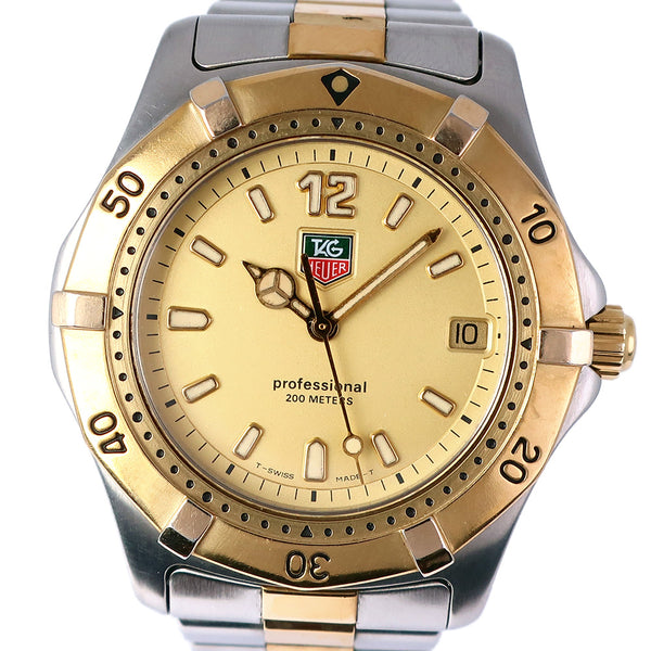 【TAG HEUER】タグホイヤー
 プロフェッショナル 2000 WK1121 ステンレススチール クオーツ メンズ ゴールド文字盤 腕時計