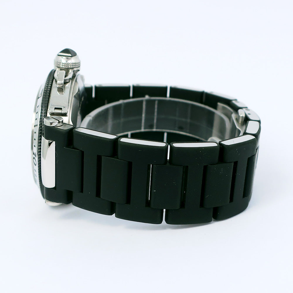 カルティエ パシャ シータイマー ラバー 自動巻き ブラック メンズ 時計 美品 Cartier カルティエ パシャ シータイマー ブラック オートマティック