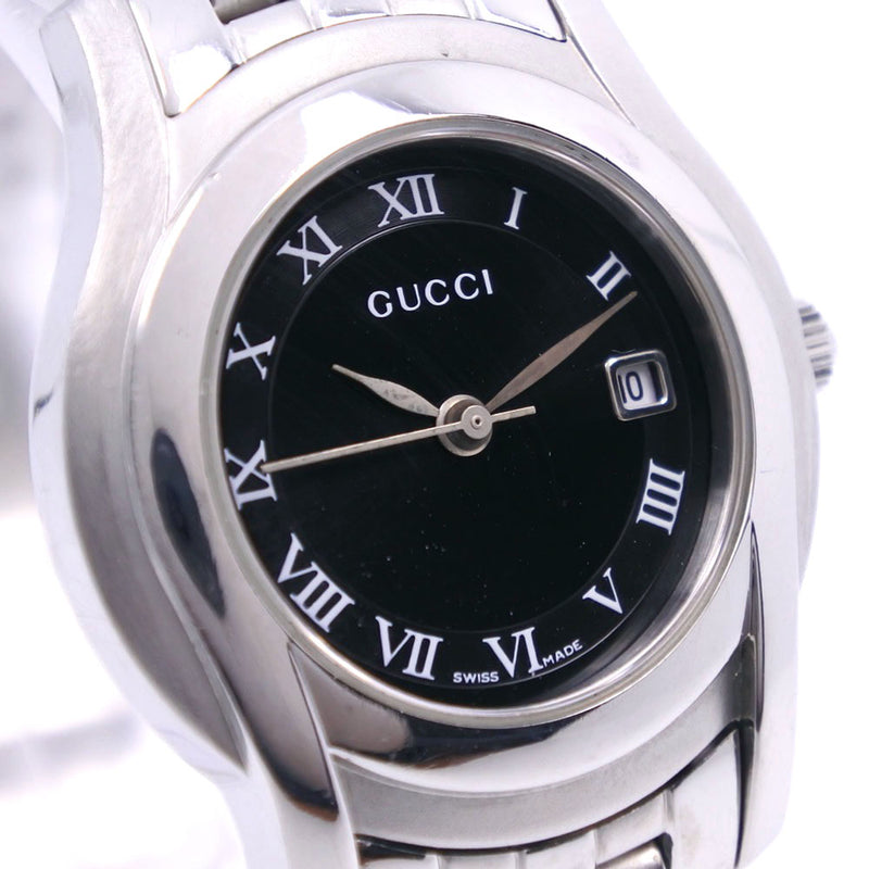 [Gucci] Gucci 5500L观看不锈钢银石英模拟女士黑色表盘观看A级