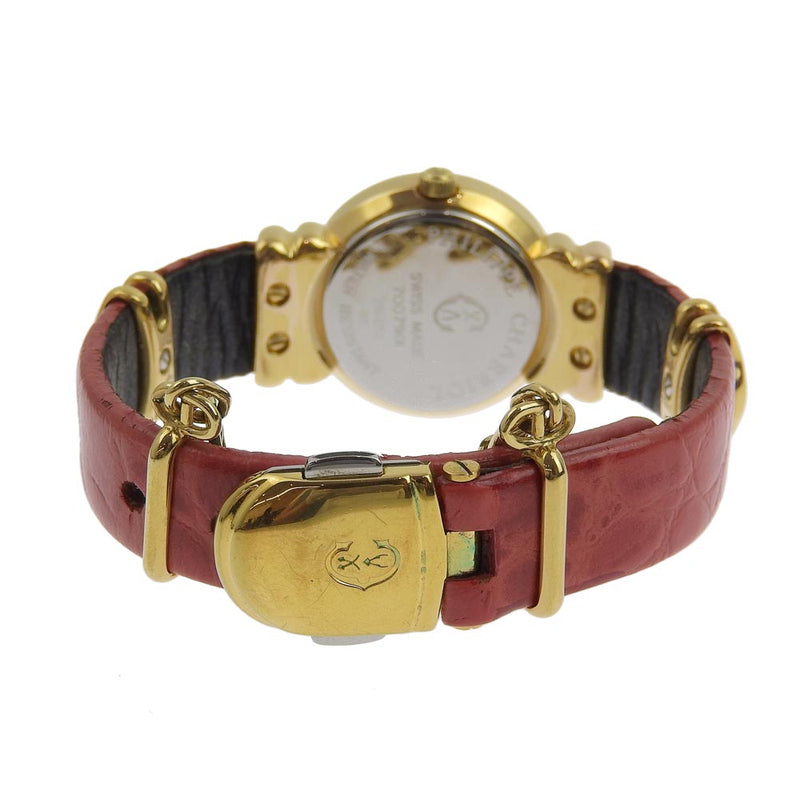 [CHARRIOL] Sharior Saint Lope 7007901 Stainless steel x leather red/gold quartz analog display ladies white dial watch