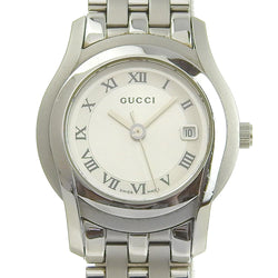 [GUCCI] Gucci 5500L Stainless steel Silver Quartz Analog Display Ladies Silver Dial Watch A-Rank