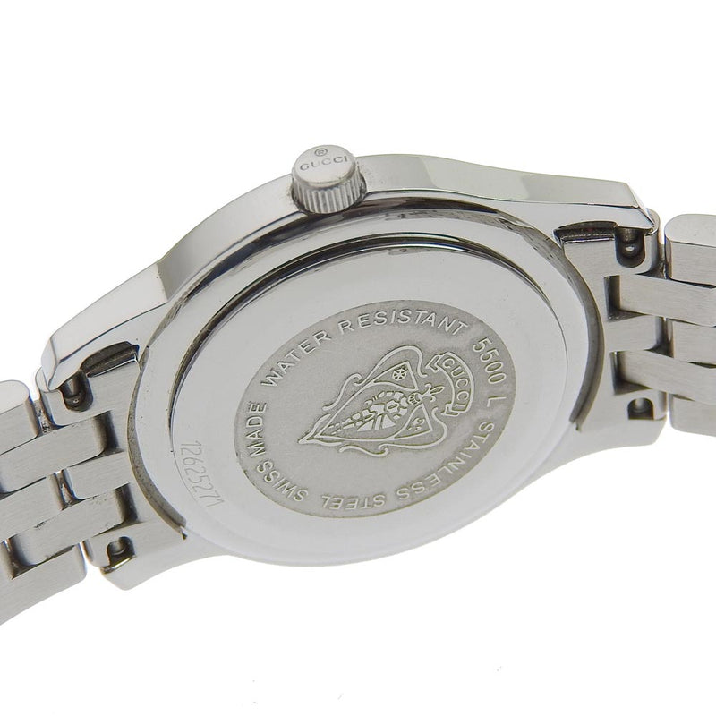 [GUCCI] Gucci 5500L Stainless steel Silver Quartz Analog Display Ladies Silver Dial Watch A-Rank