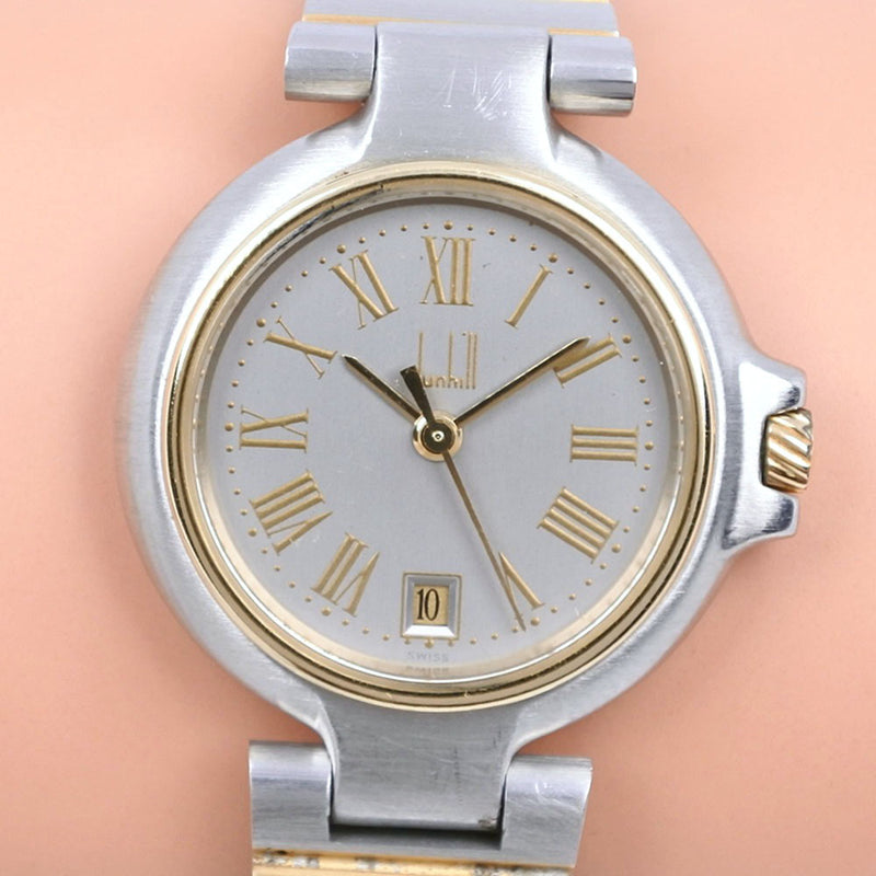 【Dunhill】ダンヒル
 ミレニアム ステンレススチール シルバー/ゴールド クオーツ アナログ表示 レディース グレー文字盤 腕時計