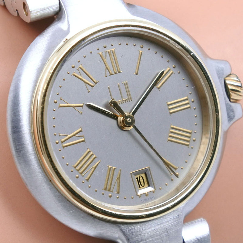 【Dunhill】ダンヒル ステンレススチール シルバー/ゴールド クオーツ アナログ表示 レディース グレー文字盤 腕時計約22mmケース