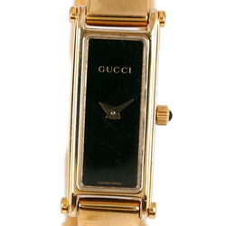 【GUCCI】グッチ
 1500L 金メッキ ゴールド クオーツ アナログ表示 レディース 黒文字盤 腕時計