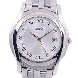 [GUCCI] Gucci 5500m Watch Stainless Steel Silver Quartz Analog Display Men's Silver Dial Watch A-Rank