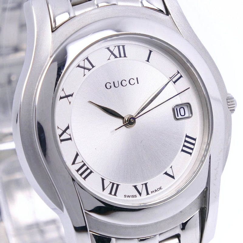 [GUCCI] Gucci 5500m Watch Stainless Steel Silver Quartz Analog Display Men's Silver Dial Watch A-Rank