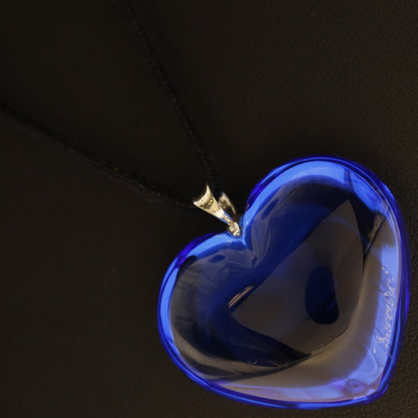 [BACCARAT] Baccarat Heart Blue Ladies Necklace A Rank