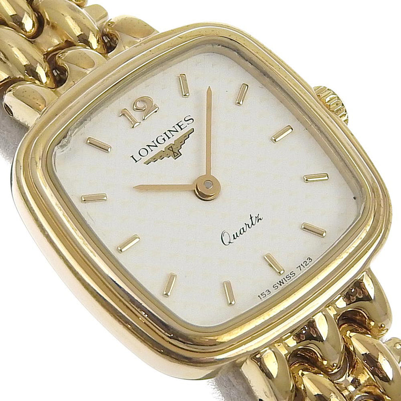 [Longines] Longines 7123 Goldia de oro de acero inoxidable Pantalla analógica de cuarzo Damas de marcación blanca
