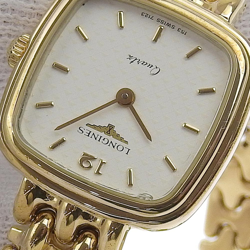 [LONGINES] Longines 7123 Stainless steel gold quartz analog display ladies white dial watches